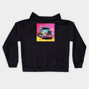 A Graphic Pop Art Drawing of a big American truck Kids Hoodie